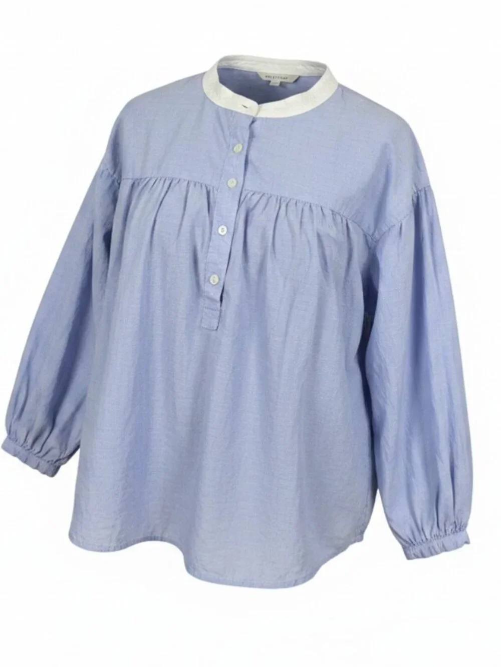 J Crew Blue Chambray Poet Shirt Puff Sleeve 100% Cotton 6